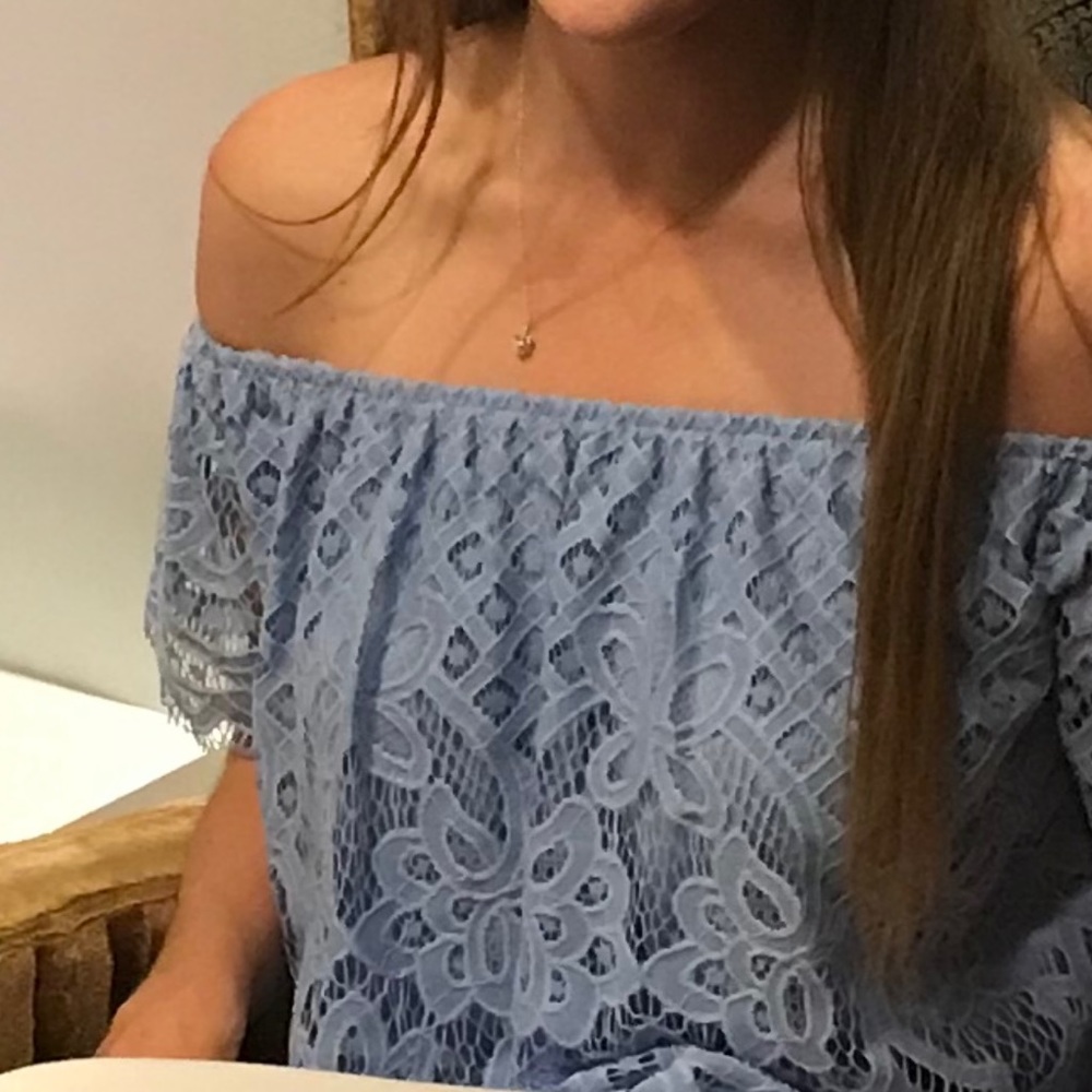 Express- Light Blue- Off-Shoulder Top